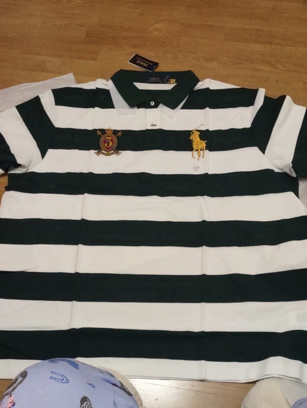 Polo by Ralph Lauren Green and White Striped Cotton Polo